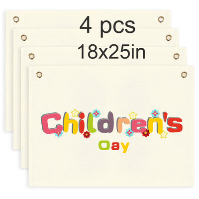 4 pieces sublimation blank canvas banner hanging flag banner for nursery wall decor for kids room decor for boys and girls,canvas banner wall hanging sublimation banner blank