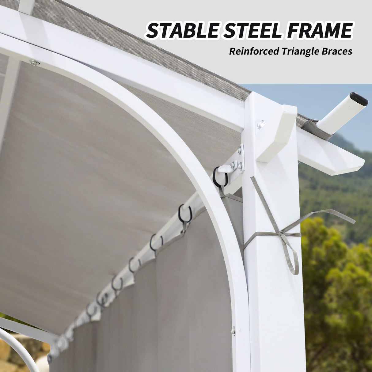INTER HUT 11'x11' Patio Pergola Canopy with Full Closure Sidewalls, Outdoor Metal Gazebo Pergola with Privacy Curtains, Gray INTER HUT