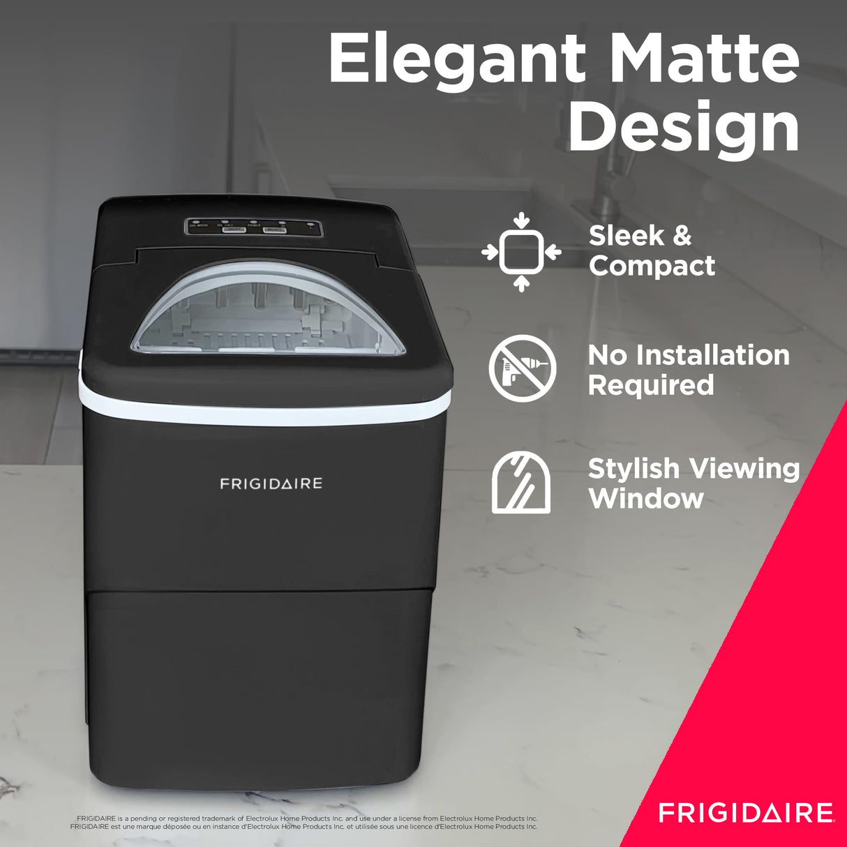 Frigidaire, 26 Lbs Portable Compact Icemaker, Ice Making Machine, Black, White, Medium Frigidaire