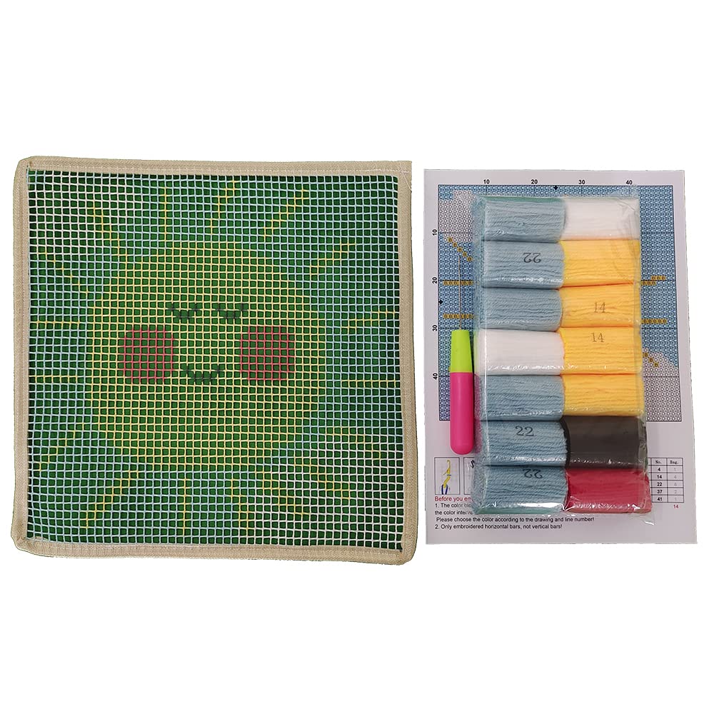 Yglnden Latch Hook Kits Rug Sunflower Crochet Yarn Cushion Colour Pre-Printed Canvas Rug Needlework DIY Hook and Latch Kit Christmas Home Decoration 30x30cm/12 X12inch Yglnden