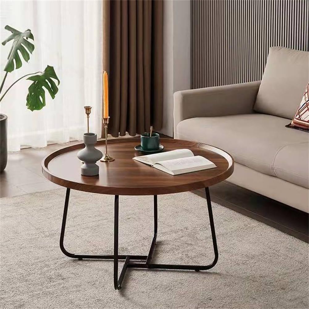 Nesting Coffee Table Set of 2, Round Center Table with Non Slip Feet Side,End Tables with Wood Grain Top for Living Room Office Wood Grain Brown,28 * 18in&20 * 15in MilleLoom