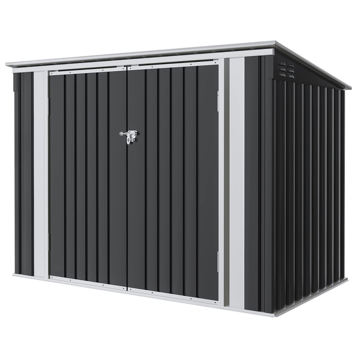 Greesum 5.8x3.3 FT Outdoor Storage Shed Metal Garbage Shed with Lid Chain Hydraulic Gas Rod for Lawn Tools, Bikes, Toys,Garbage Bin,Black Greesum