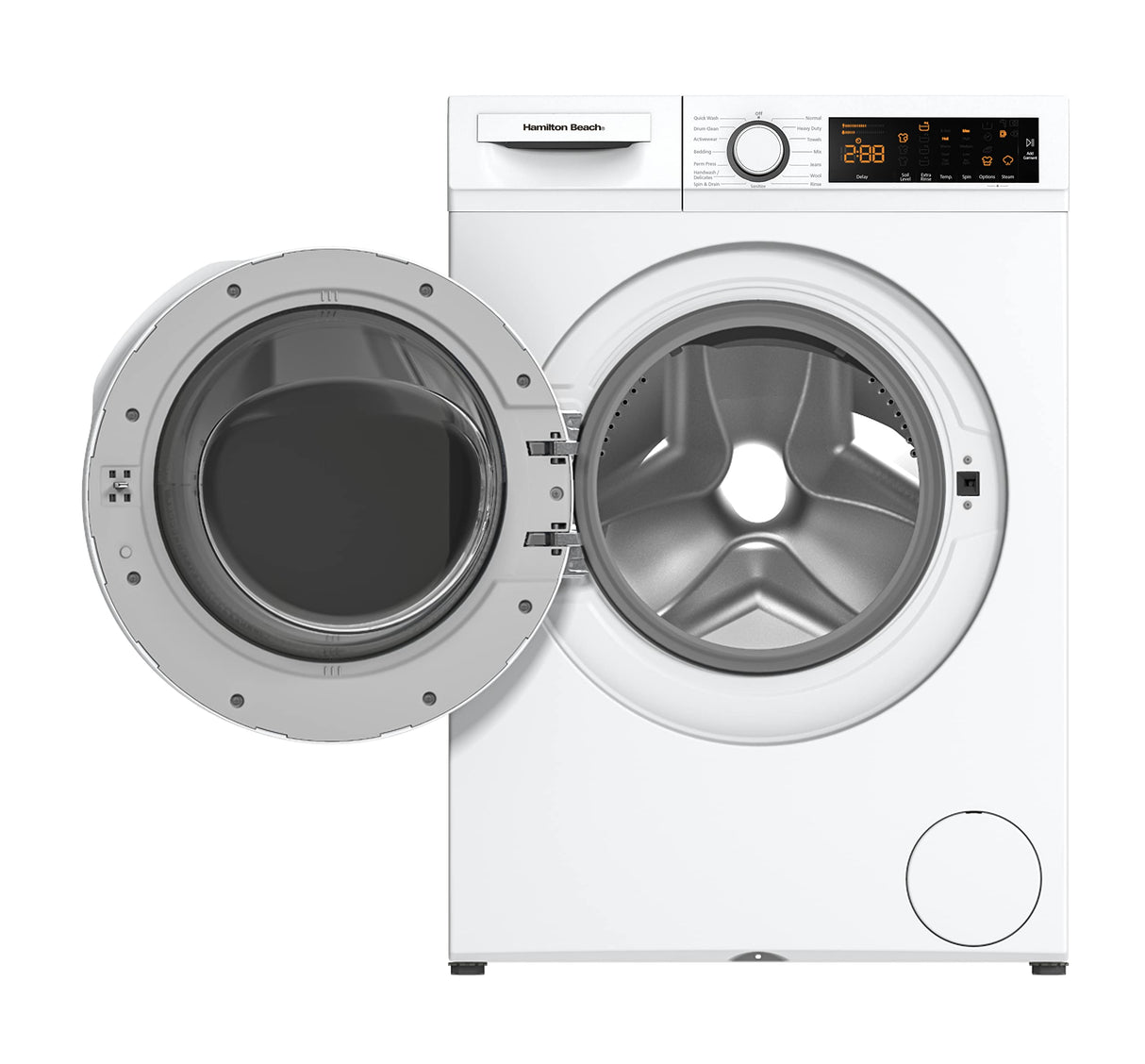 Hamilton Beach HBFW3205 Fullsize Washer-LED Digital Display Panel-5 Wash Cycles-Front Load Design-2.2 cu ft, 24 inch Wide, White Hamilton Beach