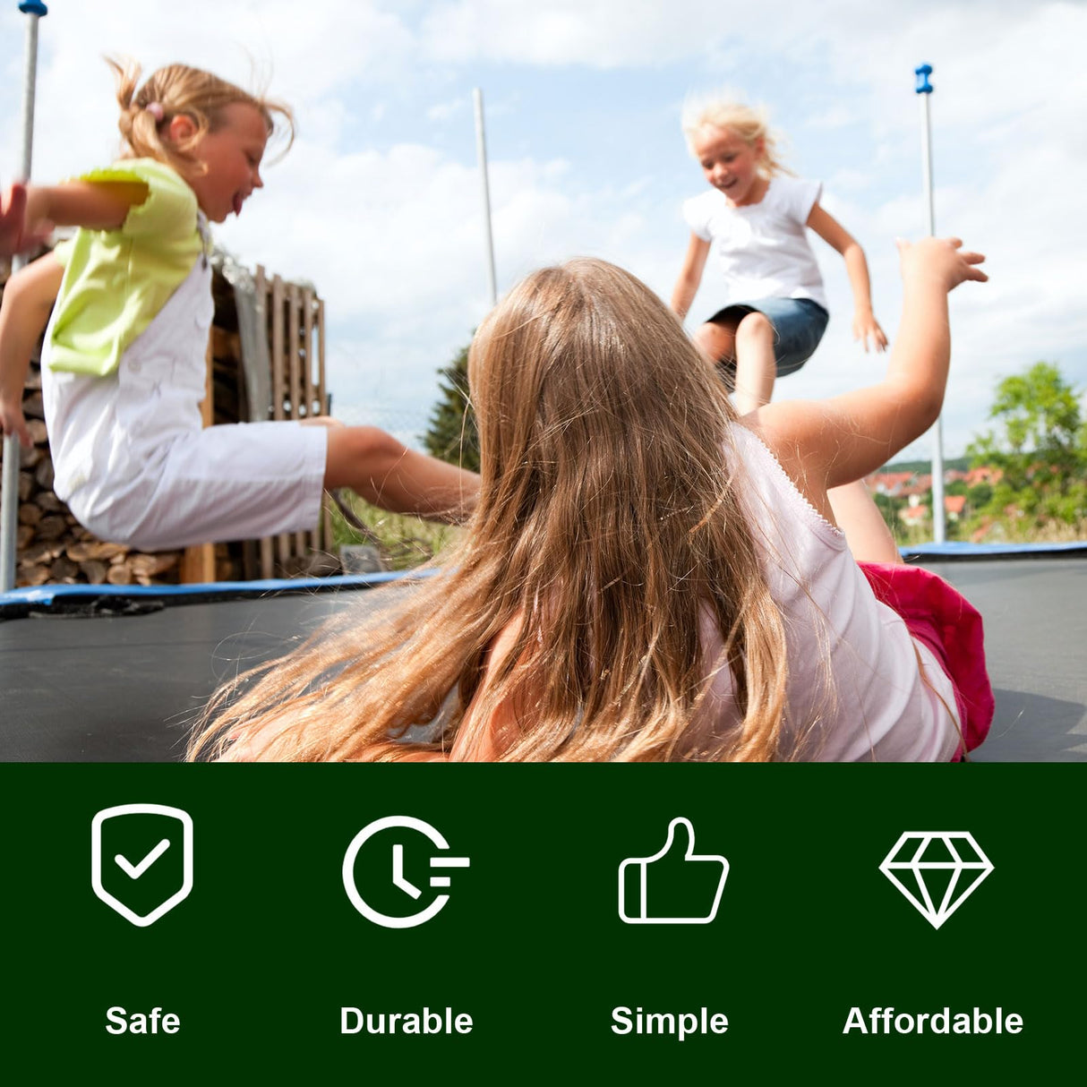 lasuroa 4 Pcs Trampoline Netting Cords, 15ft Each Black Trampoline Netting Cords Replacement Parts for Fence Netting Safety Trampoline Netting Cords Fits 12-16ft Trampolines lasuroa