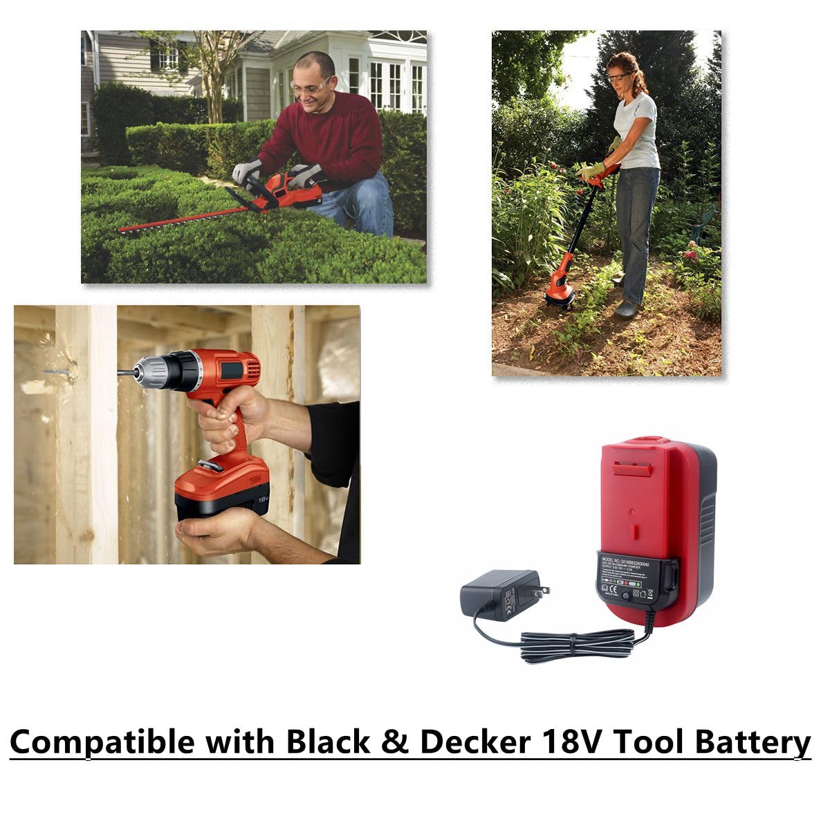 Biswaye 9.6V-18V Multi Volt Battery Charger Compatible with Black & Decker 18V 14.4V 12V 9.6V NiCD NiMH Battery HPB18-OPE HPB18 HPB14 HPB12 HPB96 244760-00 A1718 FS18FL FSB18 Biswaye