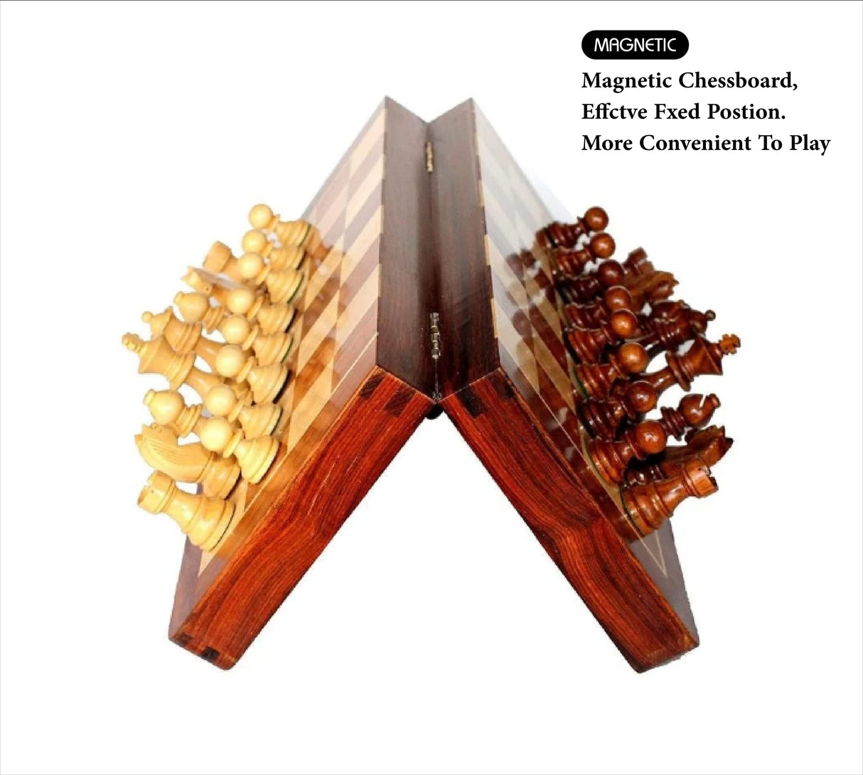 Personalized Wooden Foldable Magnetic Chess Set with 2 Extra Queen | Chessmen Storage Slots, Beginner Chess Set for Adults (Personalized, 10 inches) The Maryam Crafts
