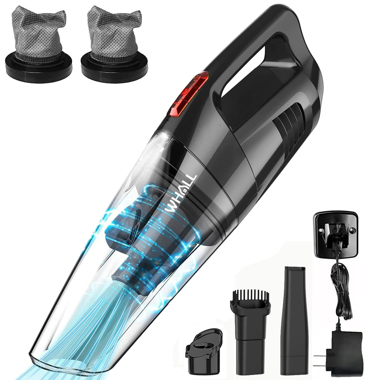 whall Handheld Vacuum Cordless, 8500PA Strong Suction Hand Vacuum, Wet Dry Hand Held Vacuum Cleaner with LED Light, Lightweight Mini Car Vacuum Cordless Rechargeable, Portable Vacuum whall