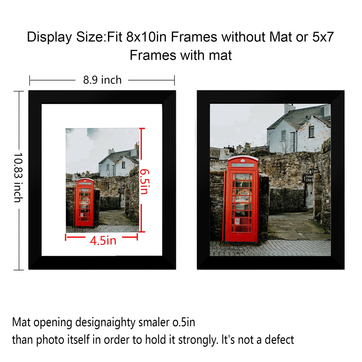 BESCRCL 8x10 Picture Frame Black Set of 6, Display Pictures 5x7 with Mat or 8x10 Without Mat for Wall Mounting or TableTop BESCRCL