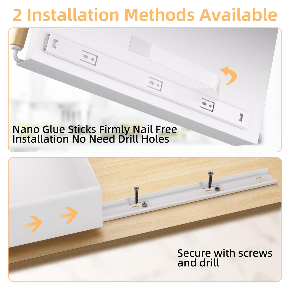 Upesitom Pull Out Cabinet Organizer, 15.3'' Deep Expandable Slide Out Cabinet Organizer Fixed with Adhesive Nano Film, Slide Out Drawers Pull Out Tray for Cabinet in Kitchen, Pantry, Bathroom, White Upesitom