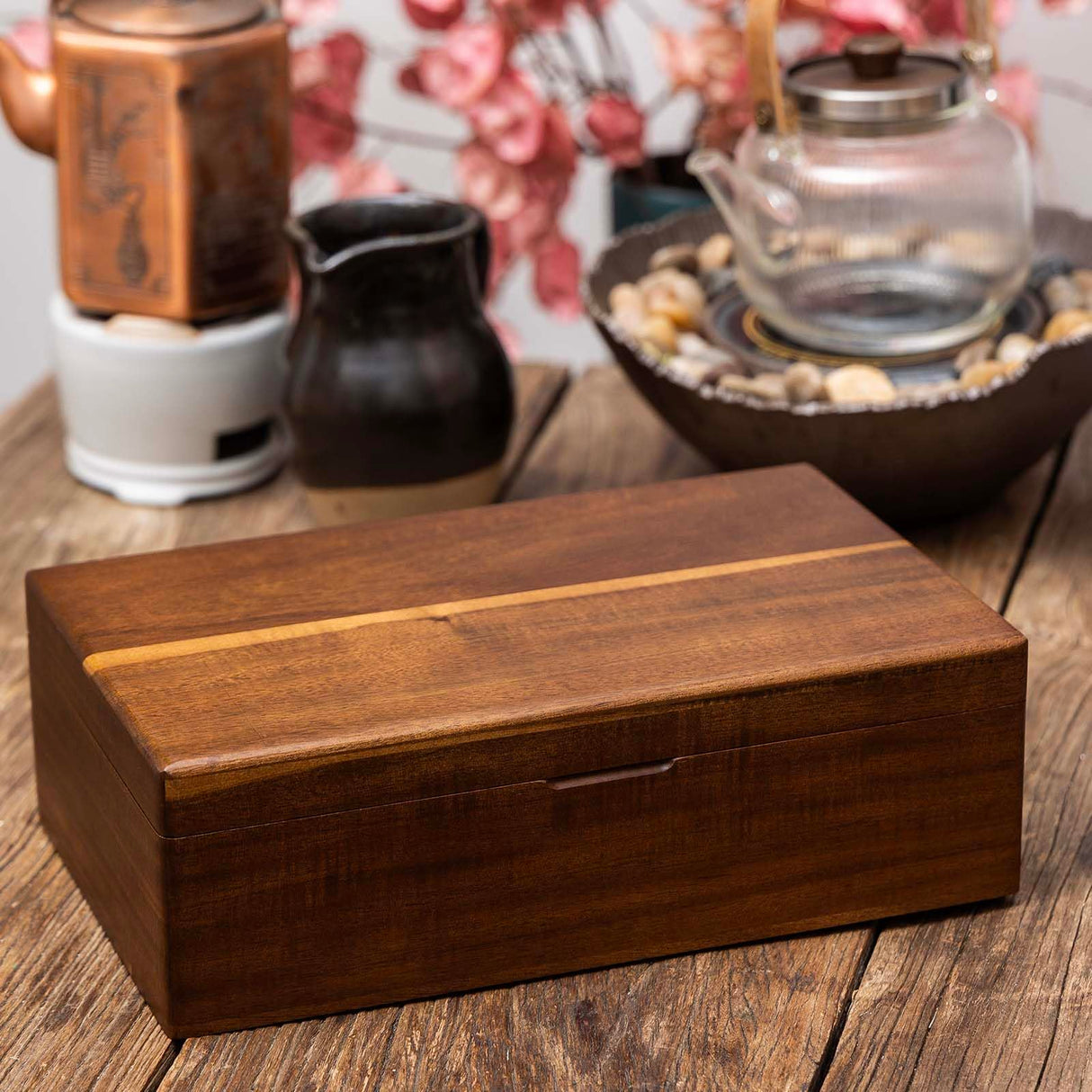 Acacia Wooden Tea Bag Organizers, Tea packet Storage Boxes, Tea Caddy for Tea Bags Chest, Teabag Holder Containers, Teabox Station Display, Organizador De Tes Caja Para Te, 8 Compartments FLYIEE