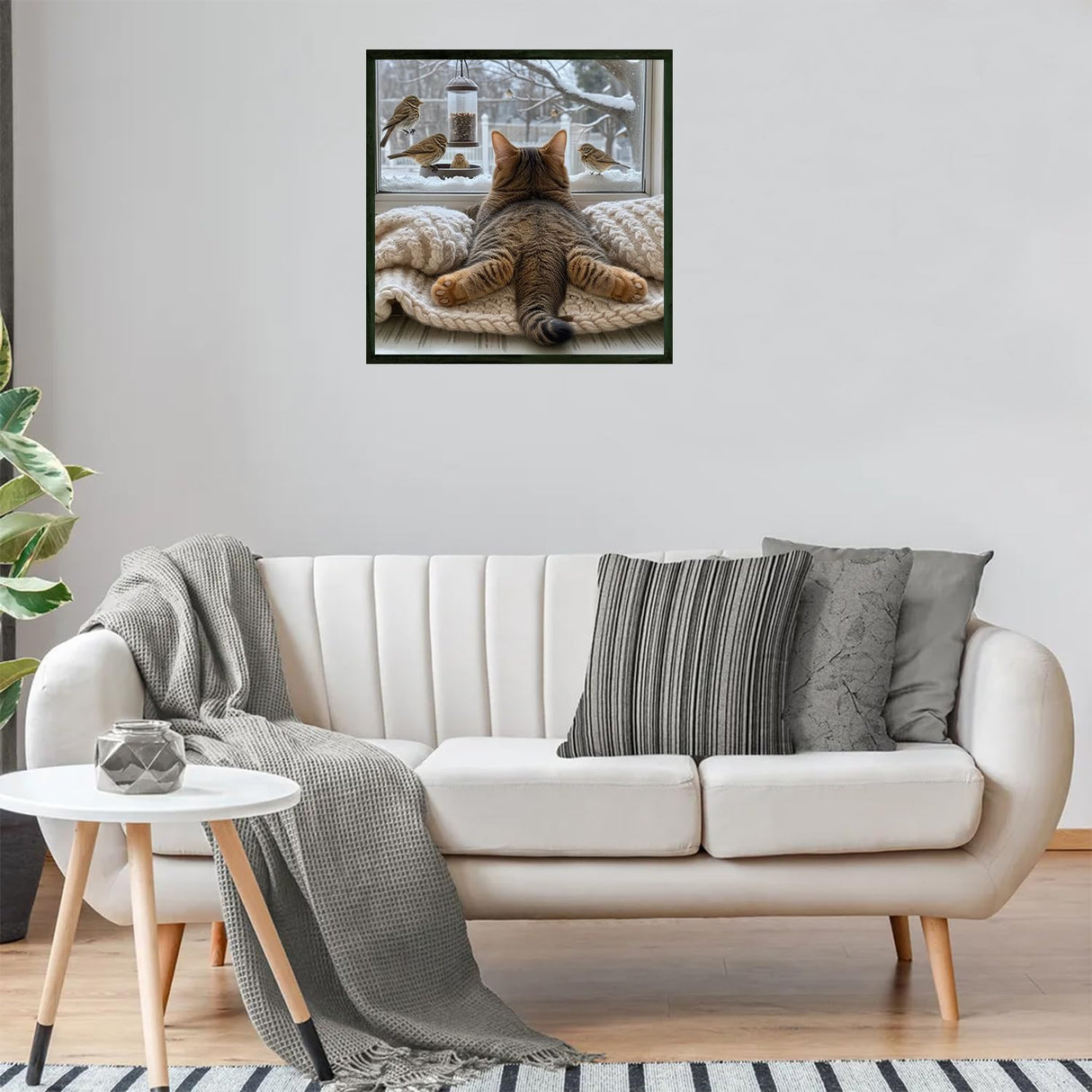 NWQZBYHT Cat Diamond Art Kits for Adults, Bird 5D Diamond Painting Kits for Beginner,DIY Round Full Drill Diamond Dots Gem Painting for Adults, Paint by Diamonds Crafts Home Decor 13.78x13.78 Inch NWQZBYHT