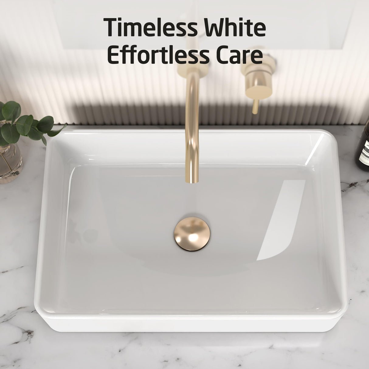 KES Bathroom Vessel Sink 20 Inch Above Counter Rectangular White Ceramic Countertop Sink for Cabinet Lavatory Vanity, BVS123S50 KES