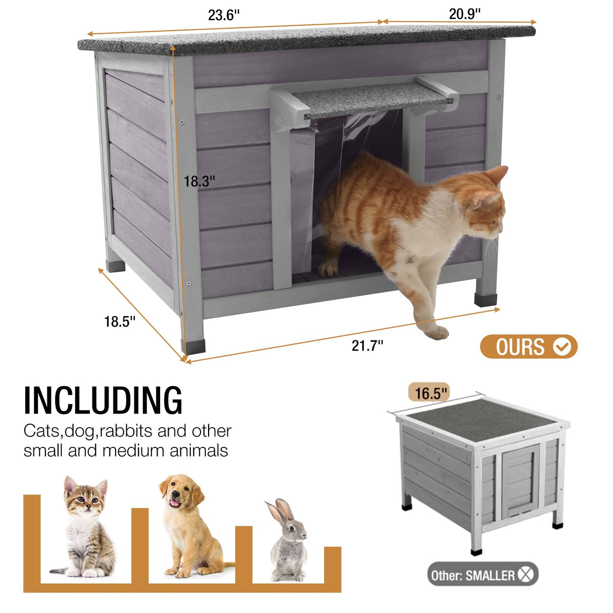 Outdoor Cat House Feral Cat Enclosure, Small Pet House Bunny Cage Outside, Rainproof Cat House GUTINNEEN