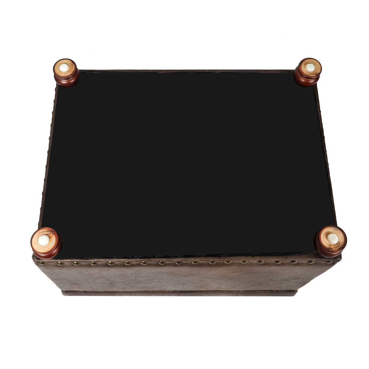 Decent Home 24'' Leather Ottoman with Storage Rectangle Foot Rest Ottomans Stool for Living Room(Brown,Leather Texture) Decent Home