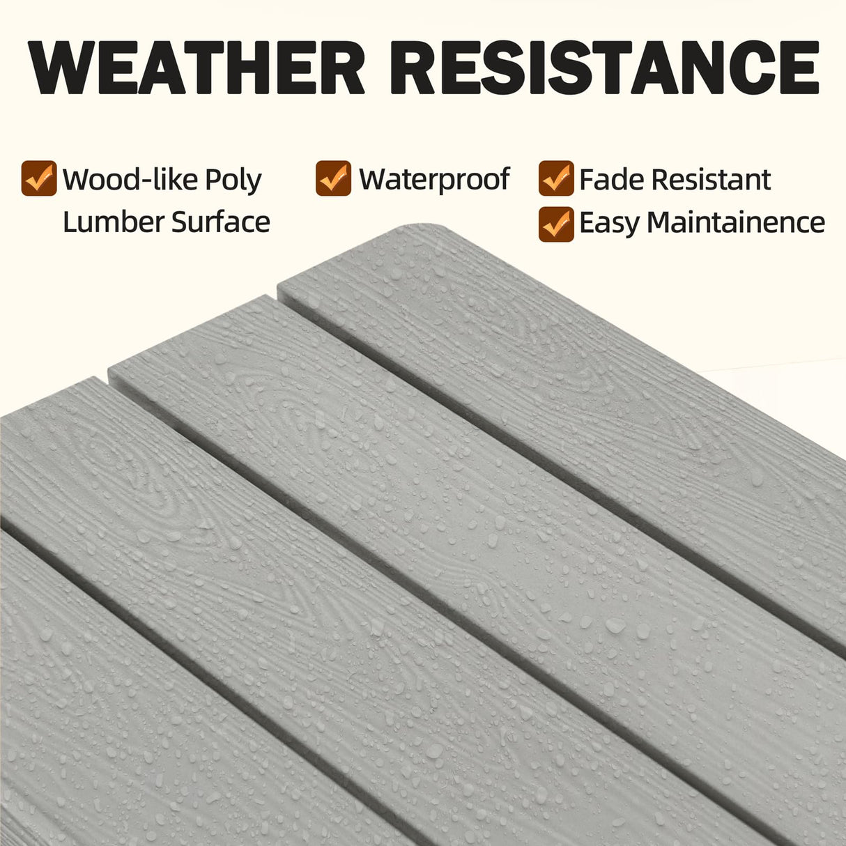 WISHCII Outdoor Bench, Poly Lumber Weatherproof, 2 Person Patio Benches for Outdoors, Never Rot and Fade Backless Bench, Suit for Garden Park and Porch(Grey) WISHCII