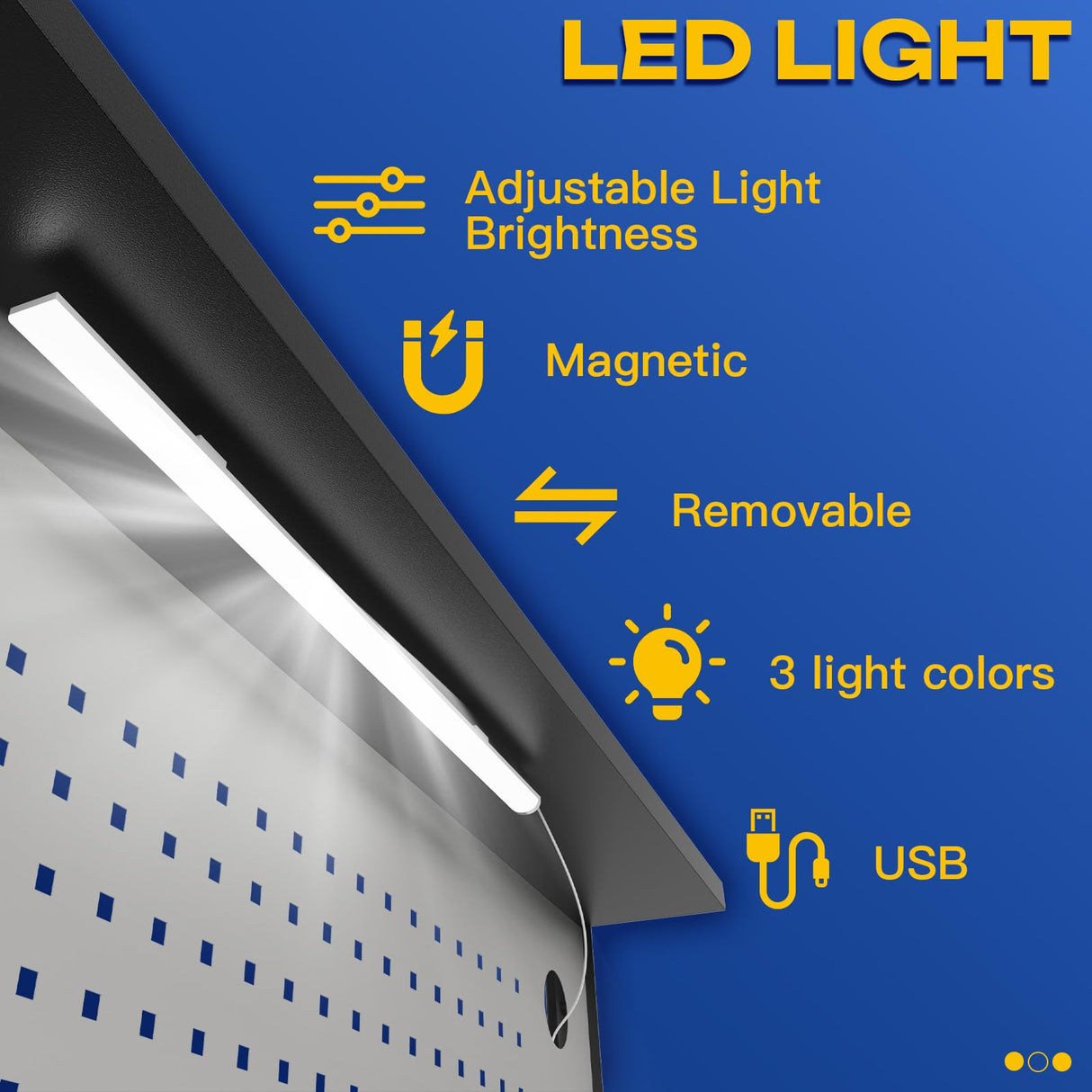 Eltean 65" Heavy Duty Work Bench with Storage, 2000 LB Capacity Garage Work Table with Adjustable LED Lighting、Lockable Cabinet、Drawers & Pegboard ,Work Benches for Garage、Workshop, Basement Eltean