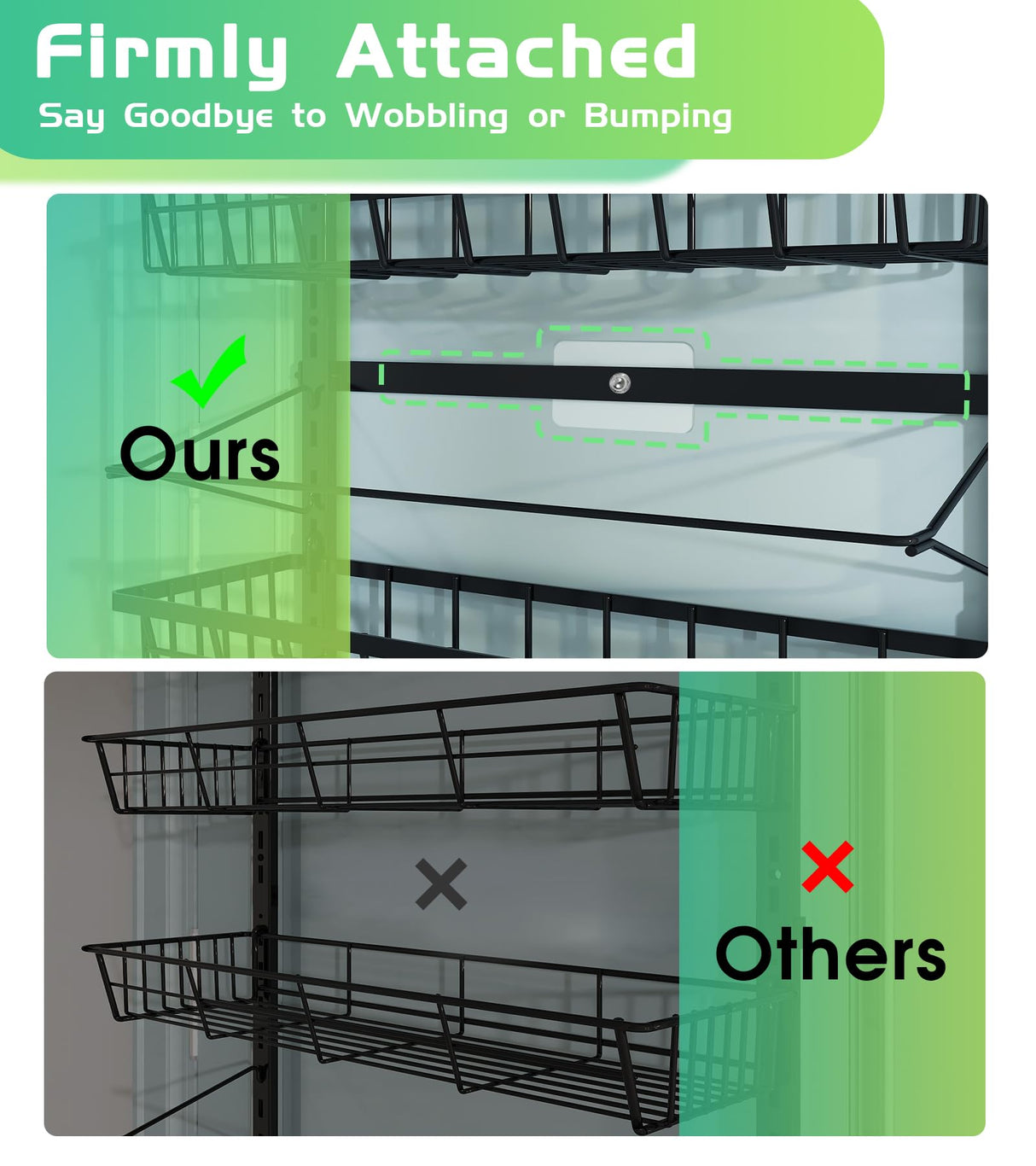 Mefirt Over The Door Pantry Organizer, Pantry Storage and Organization, 6-Tier Adjustable Hanging Baskets, Metal Wall Mount Spice Rack Seasoning Shelves for Home & Kitchen, Laundry Bathroom - Black Mefirt