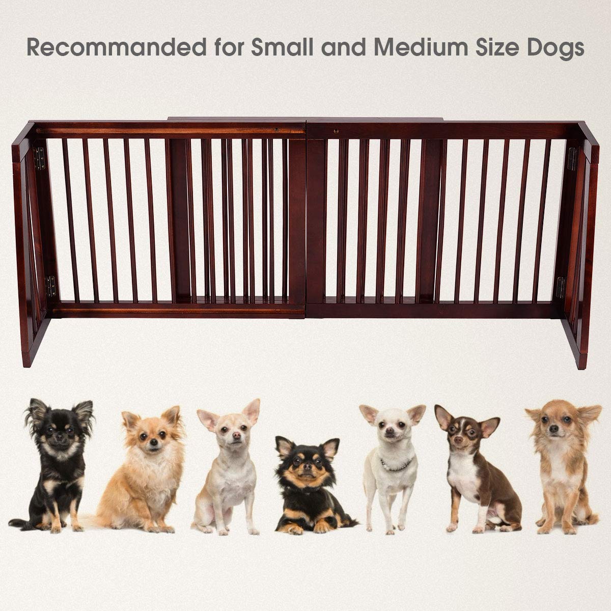 Giantex Expandable Wood Dog Gate, 28''-80'' Adjustable Freestanding Pet Gate Step Over Fence, Indoor Safety Gate for Small to Medium Sized Pets, House Doorway Stairs Extra Wide Pet Safety Fence Giantex