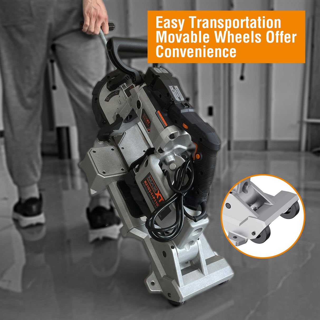 MAXXT Bandsaw with Table Saw, 10 Amp 5 Inch Deep Cut Band Saw with Lightweight Aluminum Base, Variable Speed Handheld Automatic Multipurpose Cut with Wheels Metal Saw, Portable Bandsaws for Metal Wood MAXXT