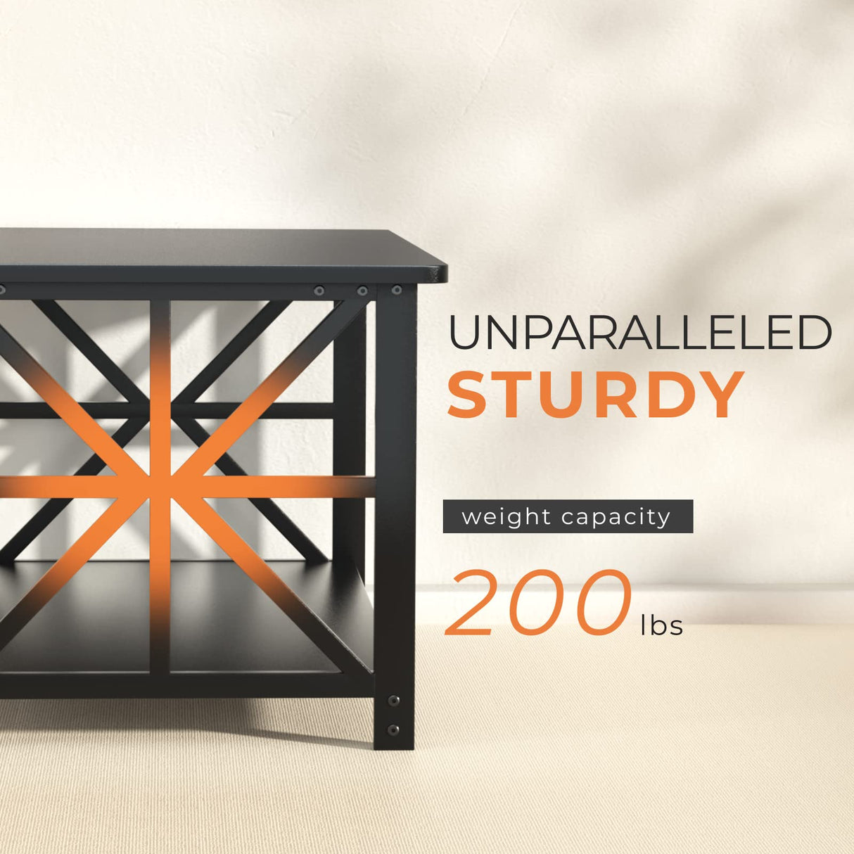 GreenForest Coffee Table with Round Corner, Farmhouse Center Table with 2-Tier Storage Shelf X-Frame Design for Living Room, 39 inch Black GreenForest