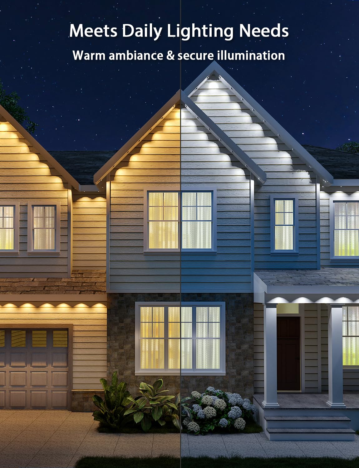 ANGELHALO Permanent Outdoor Lights, 100ft Smart Outdoor Lights with 72 LED Lights, Cool/Warm Eaves Lights IP65 Waterproof for Christmas, Halloween, Party, Compatible with Alexa, Google Assistant ANGELHALO