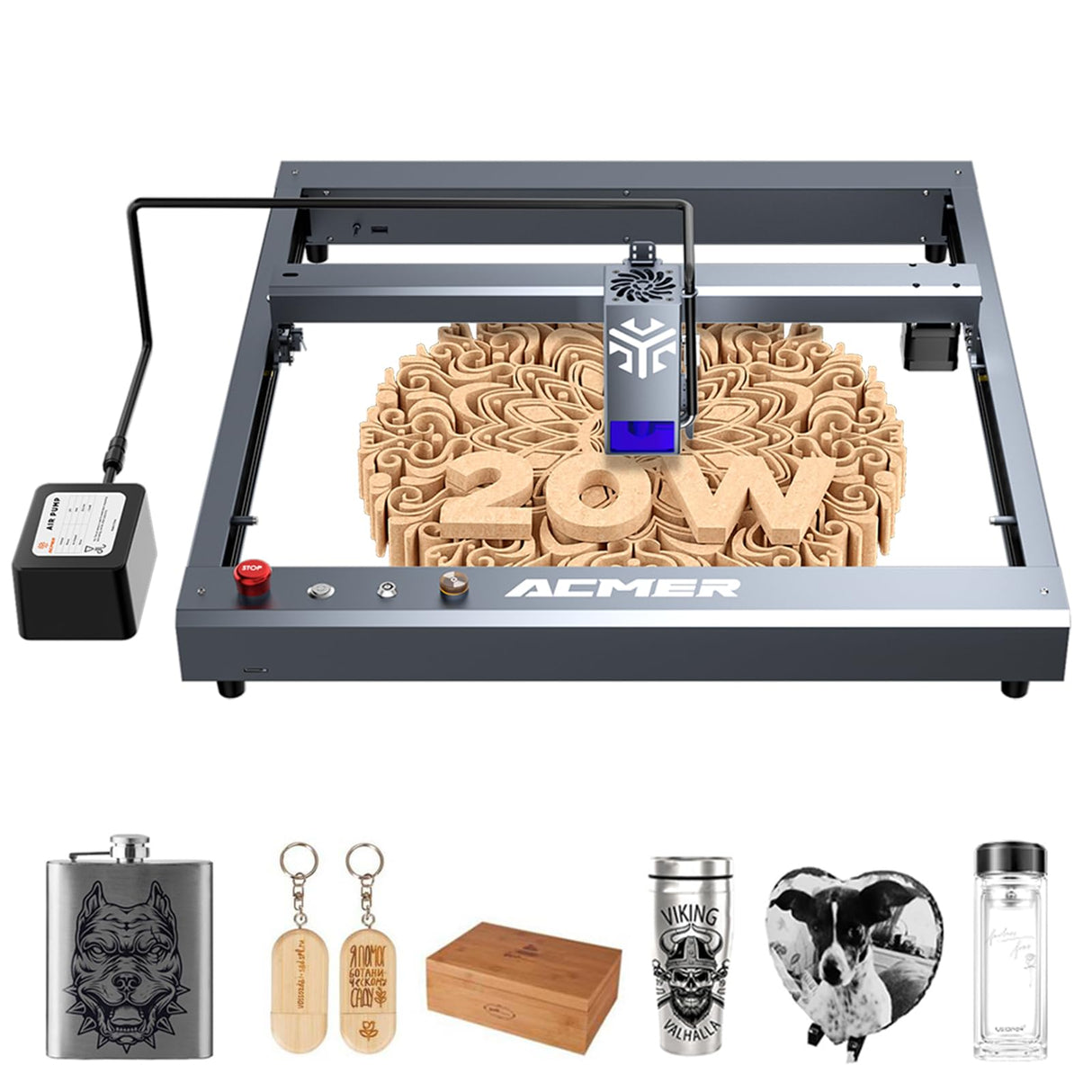 ACMER P2 Laser Engraver, 20W Output Laser Cutter, Laser Engraving Machine, CNC Laser Cutter and Engraver Machine Class 4 for Stainless Steel, Wood, Metal, Acrylic, Leather (P2 Laser 20W) ACMER