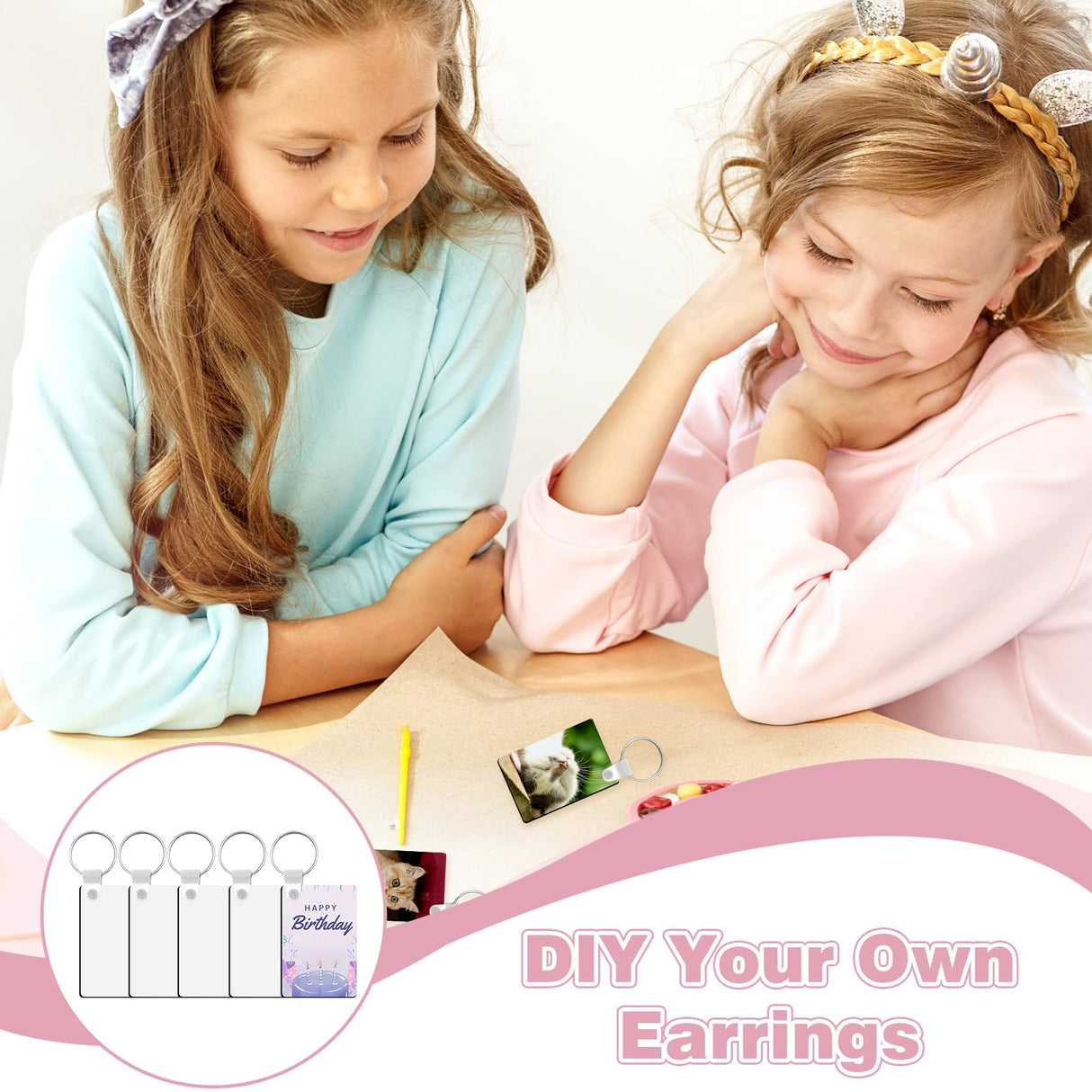 SPOKKI 180 Pieces Sublimation Keychain Blanks Bulk, Double Side Heat Transfer Sublimation Ornament Blanks Blanks, 60 Sets Keychain Rings and Jump Rings for DIY Keychain Crafting (Rectangle) SPOKKI