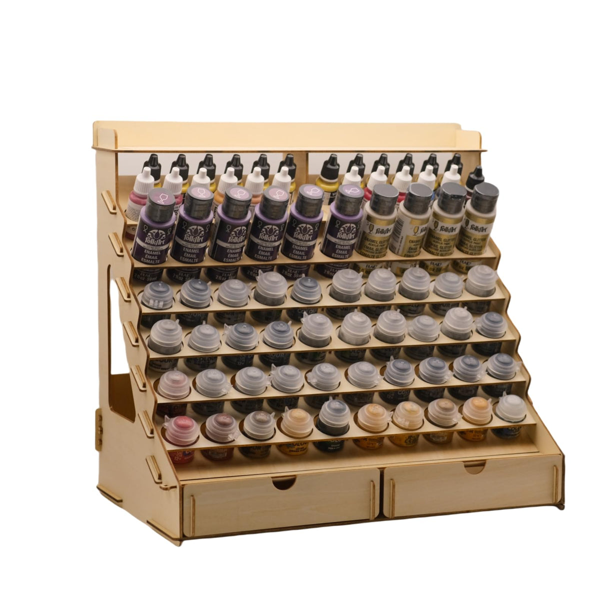Craft Paint Storage-Modular Paint Organizer - Holds 74 Bottles of Paints, 14 Brushes, 2 Cabinets, and 6 Miniature Stands - Art Tool Storage Rack for Miniature Paint Set Sokipa
