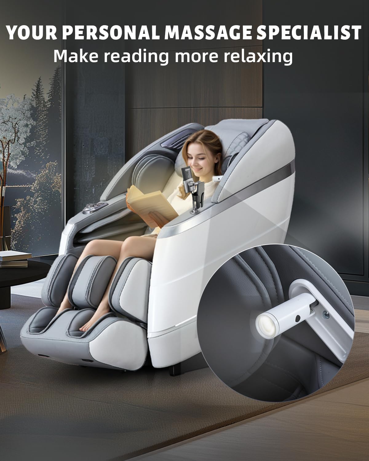 RelaxRelife 4D Full Body Massage Chair with Flexible 166° Track, Reading Light, 18 Massage Modes, 11 Techniques, 36 Airbags, Zero Gravity Recliner with Yoga Stretch and Foot Massage Grey RelaxRelife