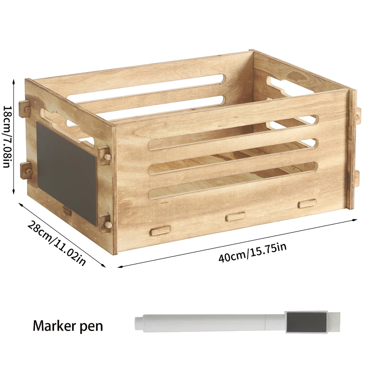 VZODESR Wooden Record Crate Rustic Box for Home Office Storage Cube Record Organizer,Farmhouse Detachable Kitchen Fruits Vegetable Food Craets VZODESR