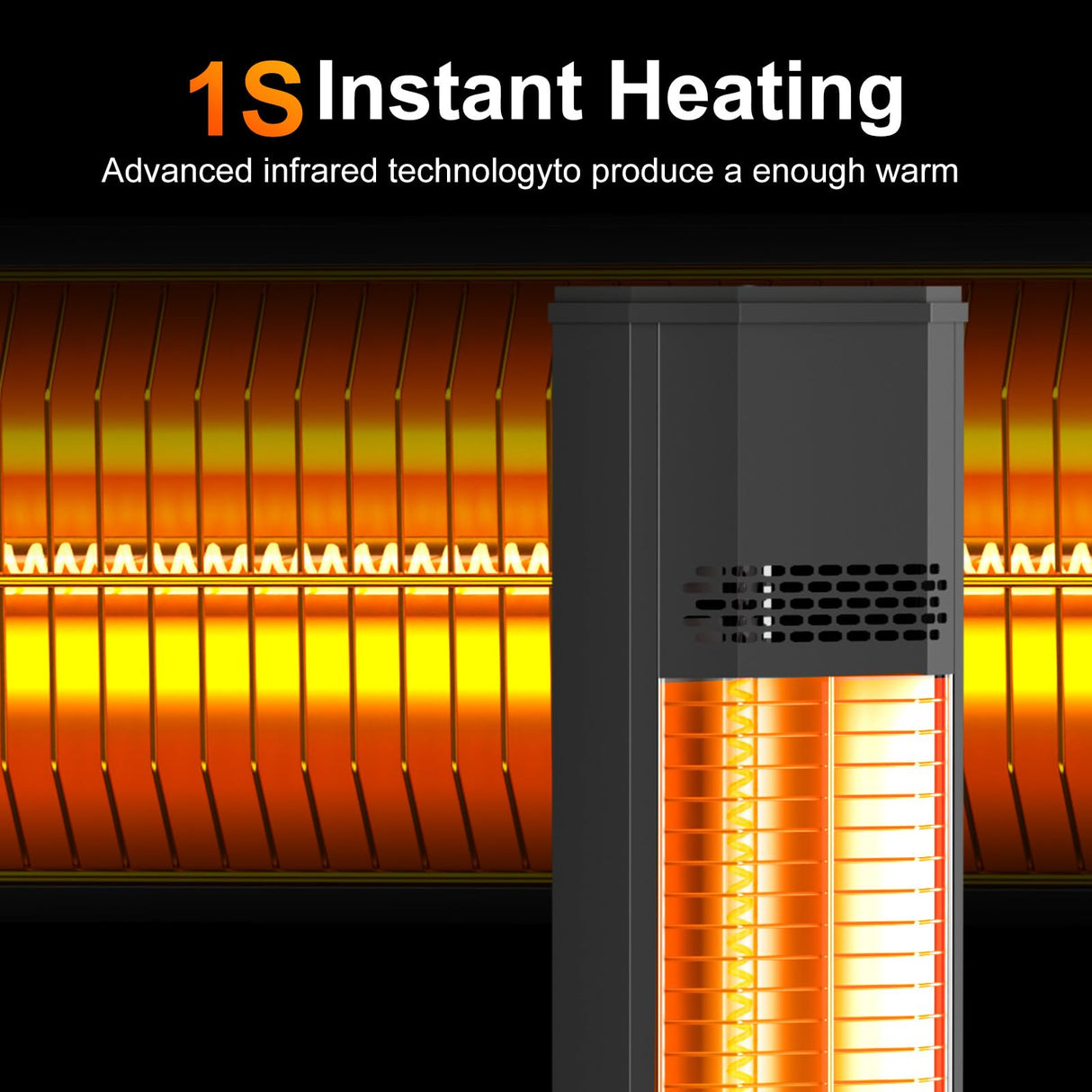 BIESQYA Outdoor Patio Heater with 9 Heat Levels,Space Heater for Garage Backyard Room Indoor,1500W Fast Electric Infrared Heater,9H Timers,Waterproof,Child Lock BIESQYA
