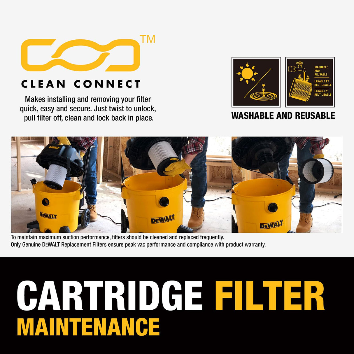 DEWALT 5 Gallon STEALTHSONIC Shop Vacuum Wet and Dry, Powerful Suction & Portable Shop Vac with Attachments, Ultra Quiet Wet Dry Vac for Home, Garage, Car, Workshop, Jobsite, DXV05P-QT, 4 Peak HP DEWALT