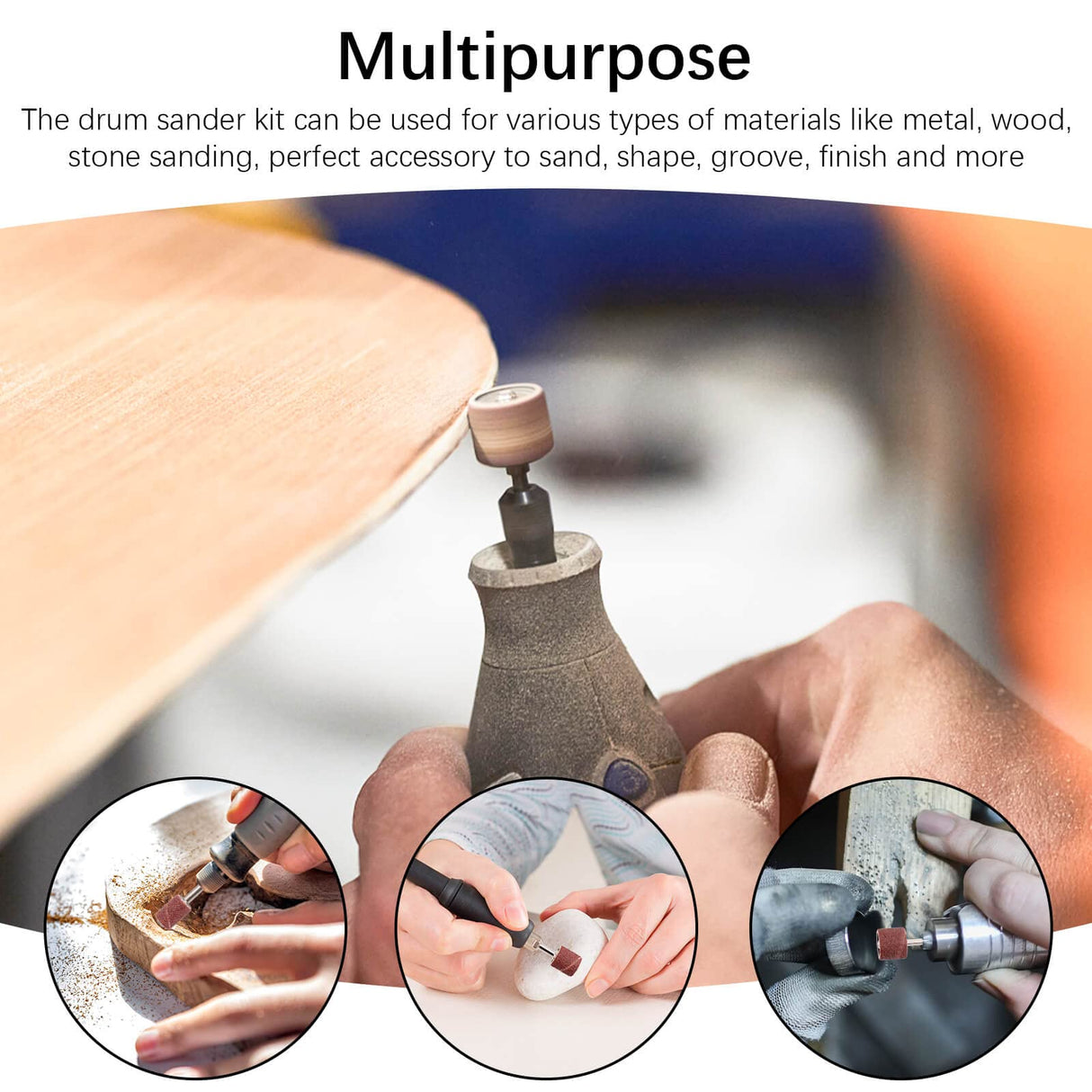 BAGTeck 162 Pieces Sanding Drums Kit Drum Sander for Drill with Storage Box Including 150 Pieces Sanding Band Sleeves and 12 Pieces Drum Mandrels for BAGTeck