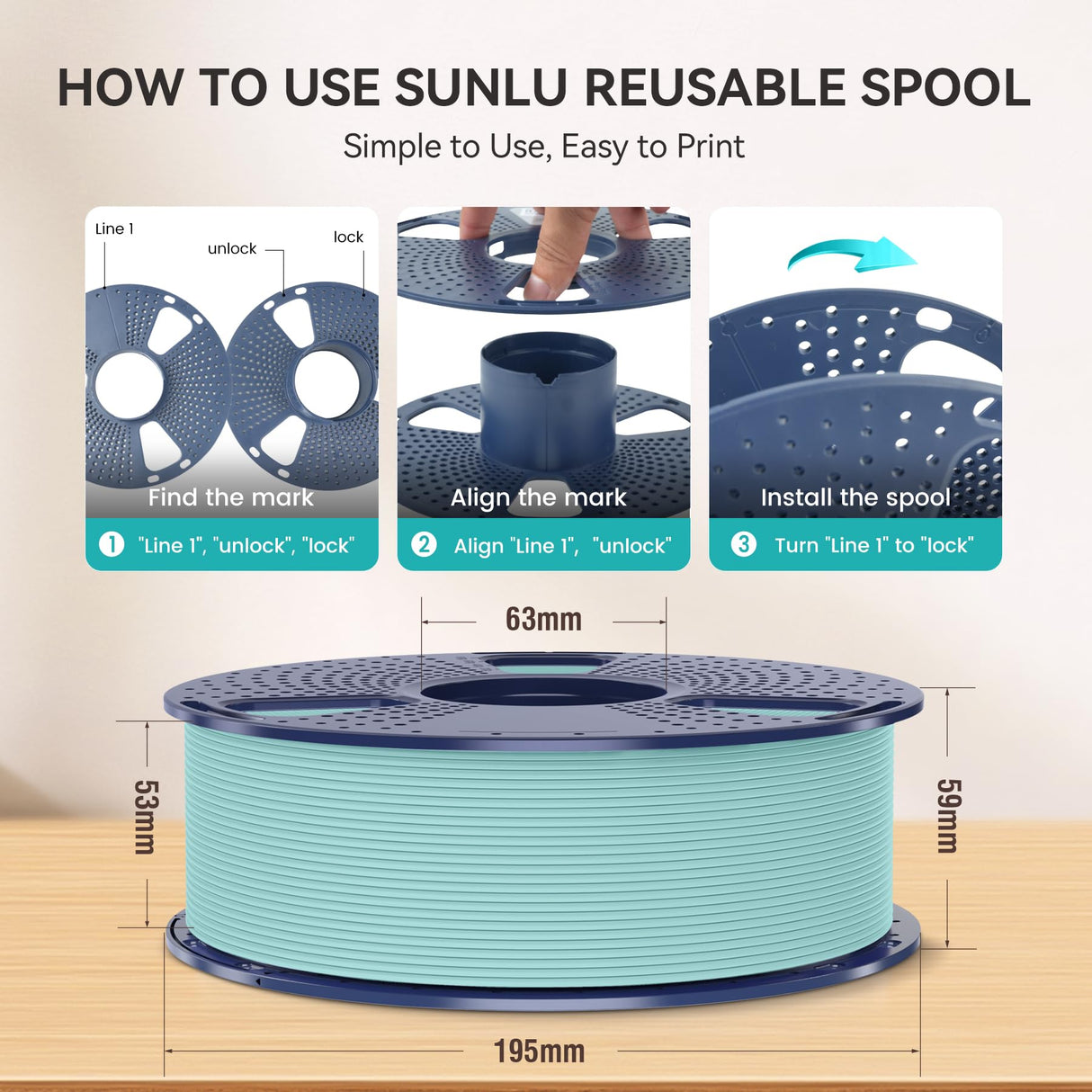 SUNLU 4KG 3D Printer Filament Bundle PLA Matte 1.75mm, Neatly Wound Filament with Matte Finish, Print with 99% FDM 3D Printers, 1kg Spool (2.2lbs), 4 Packs, Black+Olive Green+Gray+Bright Yellow SUNLU