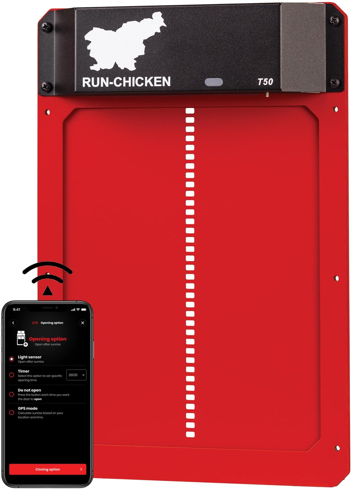 Run Chicken Door Model T50 (Red) RUN-CHICKEN