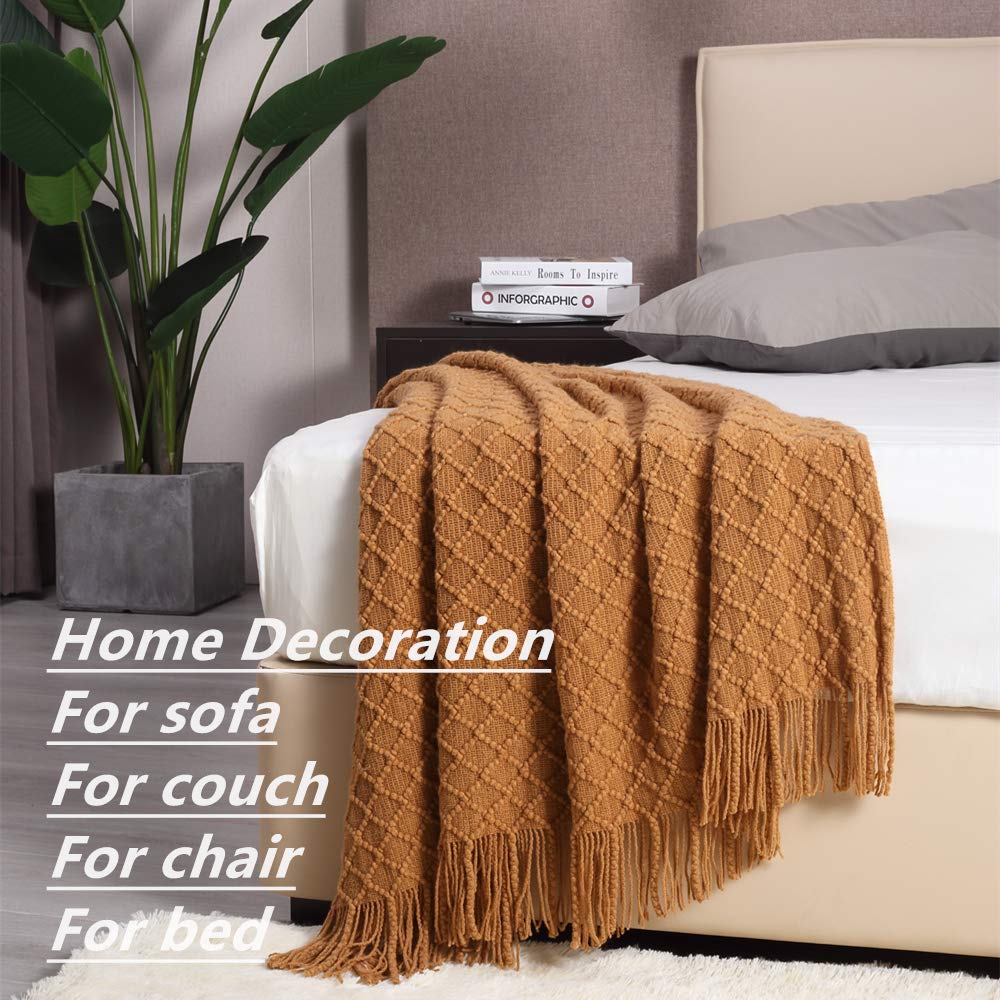 CREVENT Home Farmhouse Decor Rustic Couch Sofa Chair Bed Throw Blanket, Soft Warm Light Weight for Travelling in Spring Summer (50''X60'' Brown) CREVENT