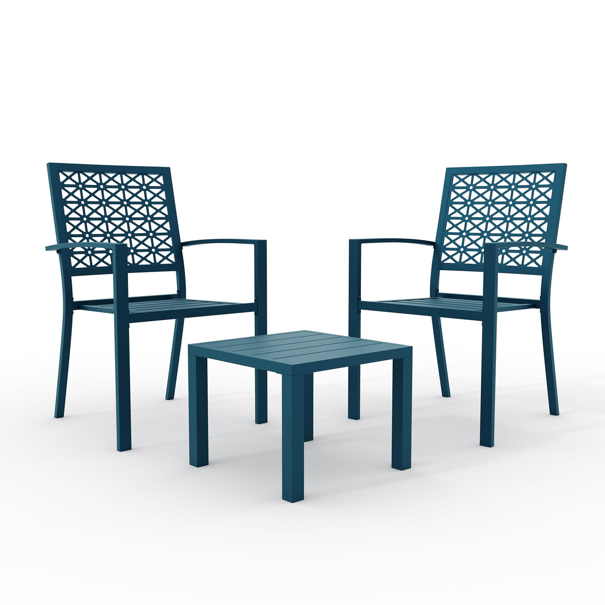 GAOMON 3 Piece Patio Bistro Set, Outdoor Patio Furniture Set with Coffee Table, Conversation Sets for Apartment Balcony, Backyard, Porch, Peacock Blue GAOMON