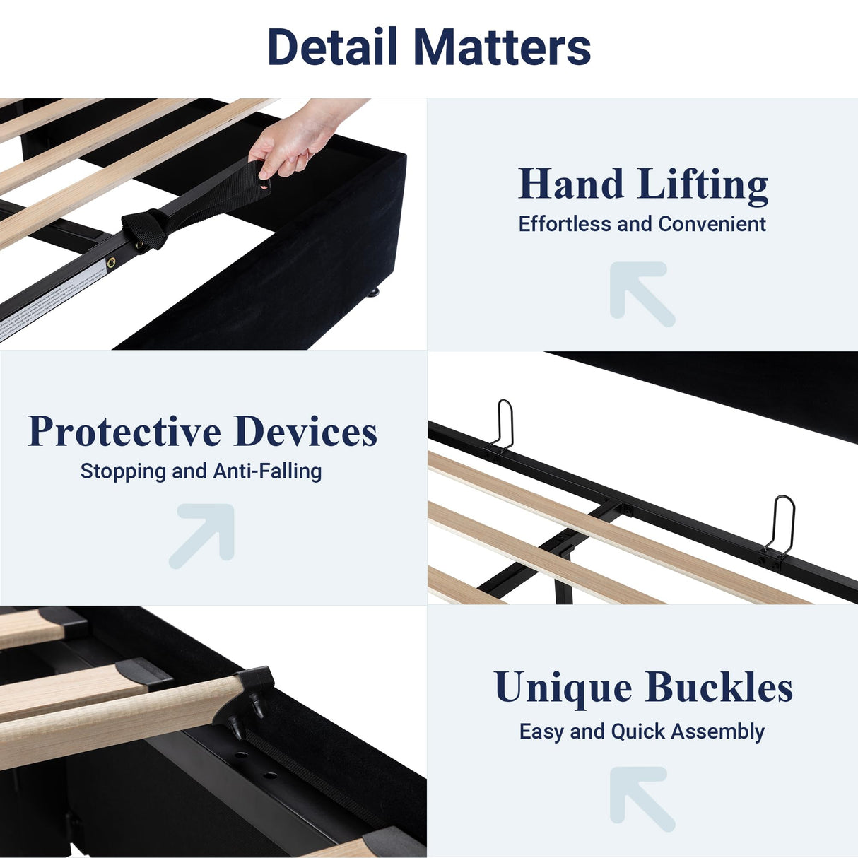 Allewie King Size Velvet Lift Up Storage Bed, Modern Wingback Headboard, Hydraulic Support, No Box Spring Needed, Black Allewie