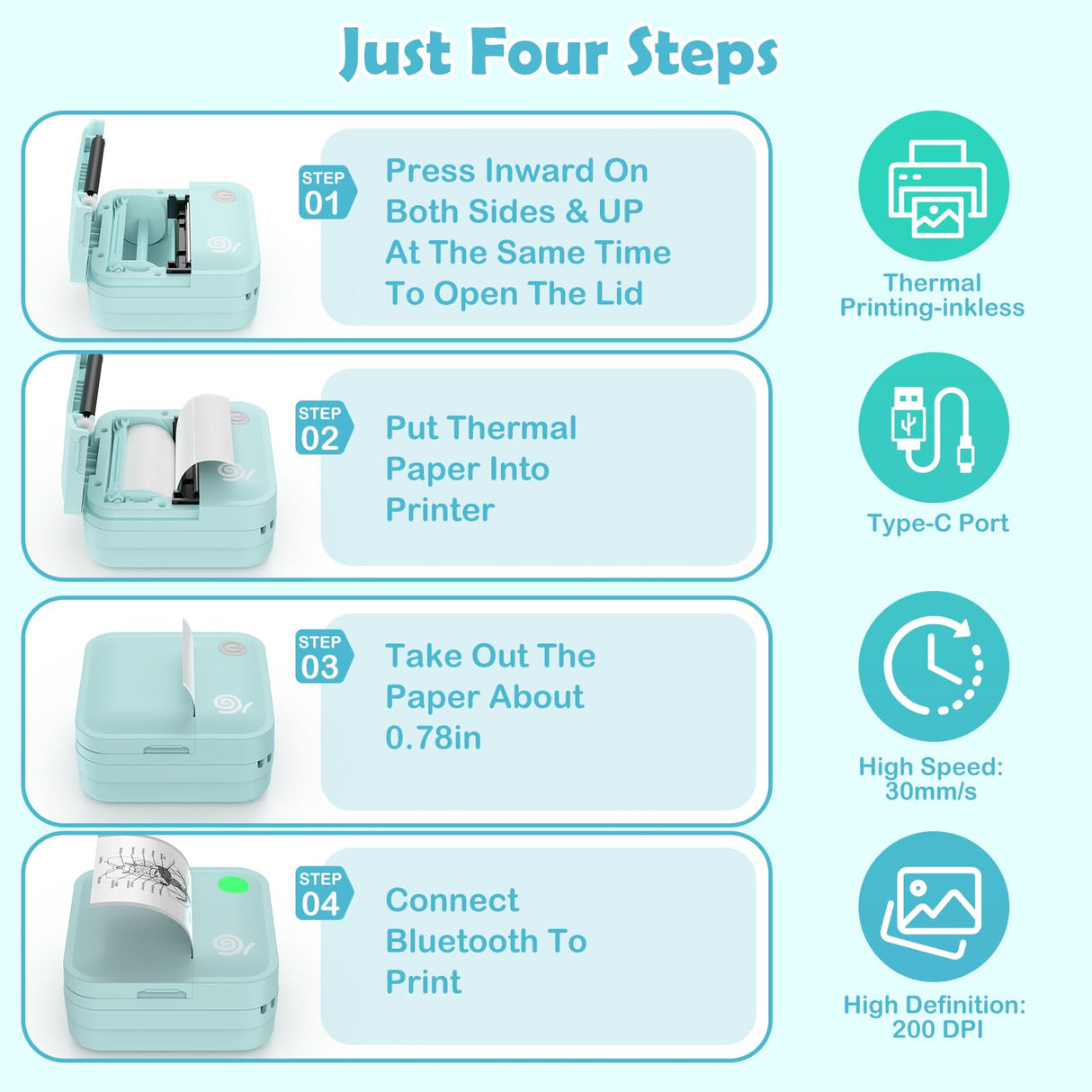 lopevi Label Maker - Portable Thermal Label Printer, Bluetooth Label Maker Machine Mini Sticker Printer with 2 Rolls Paper, Mini Sticker Printer with Multiple Templates for Phone lopevi