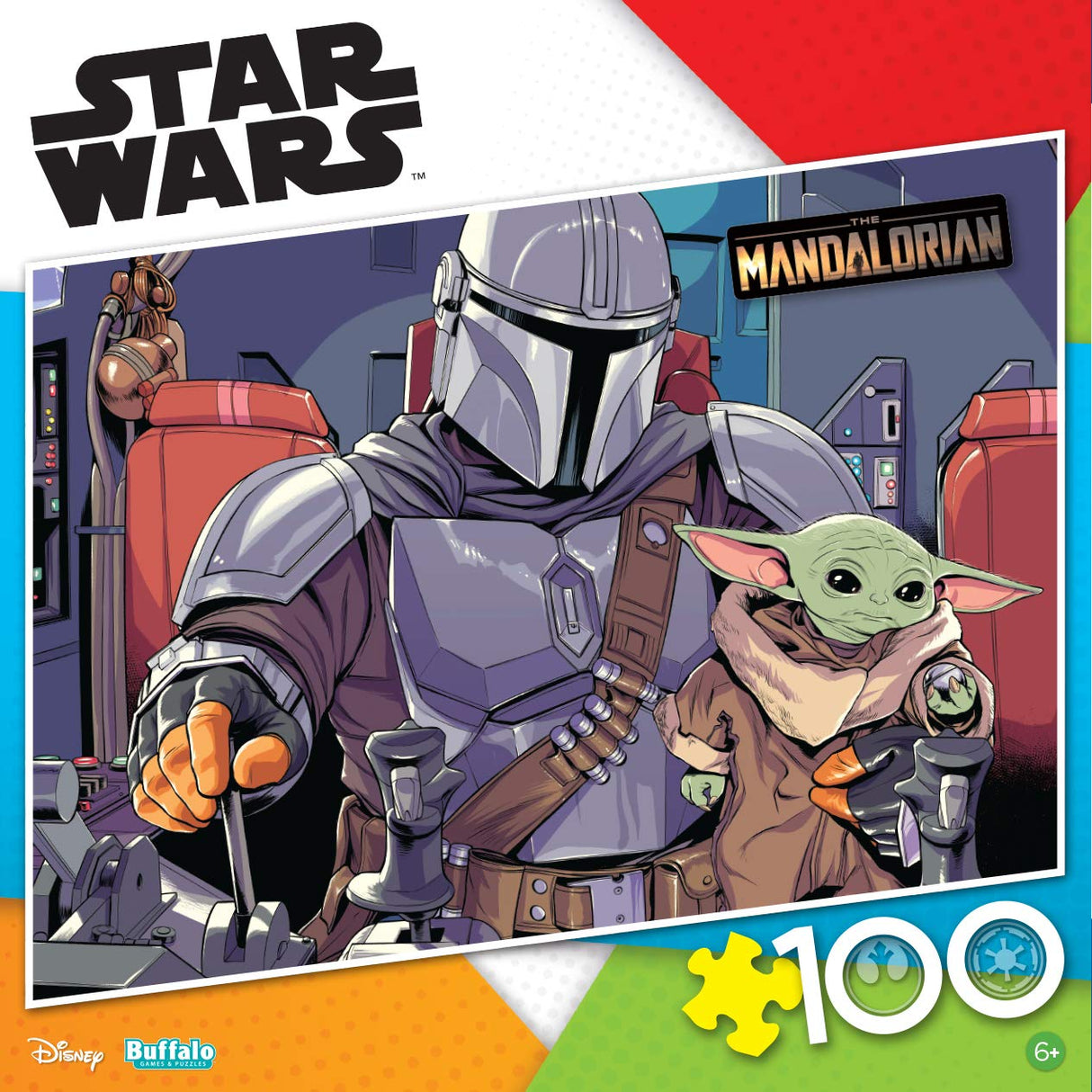 Buffalo Games - Star Wars - The Mandalorian and The Child - 100 Piece Jigsaw Puzzle for Families -Challenging Puzzle Perfect for Game Nights - Finished Size is 15.00 x 11.00 Buffalo Games