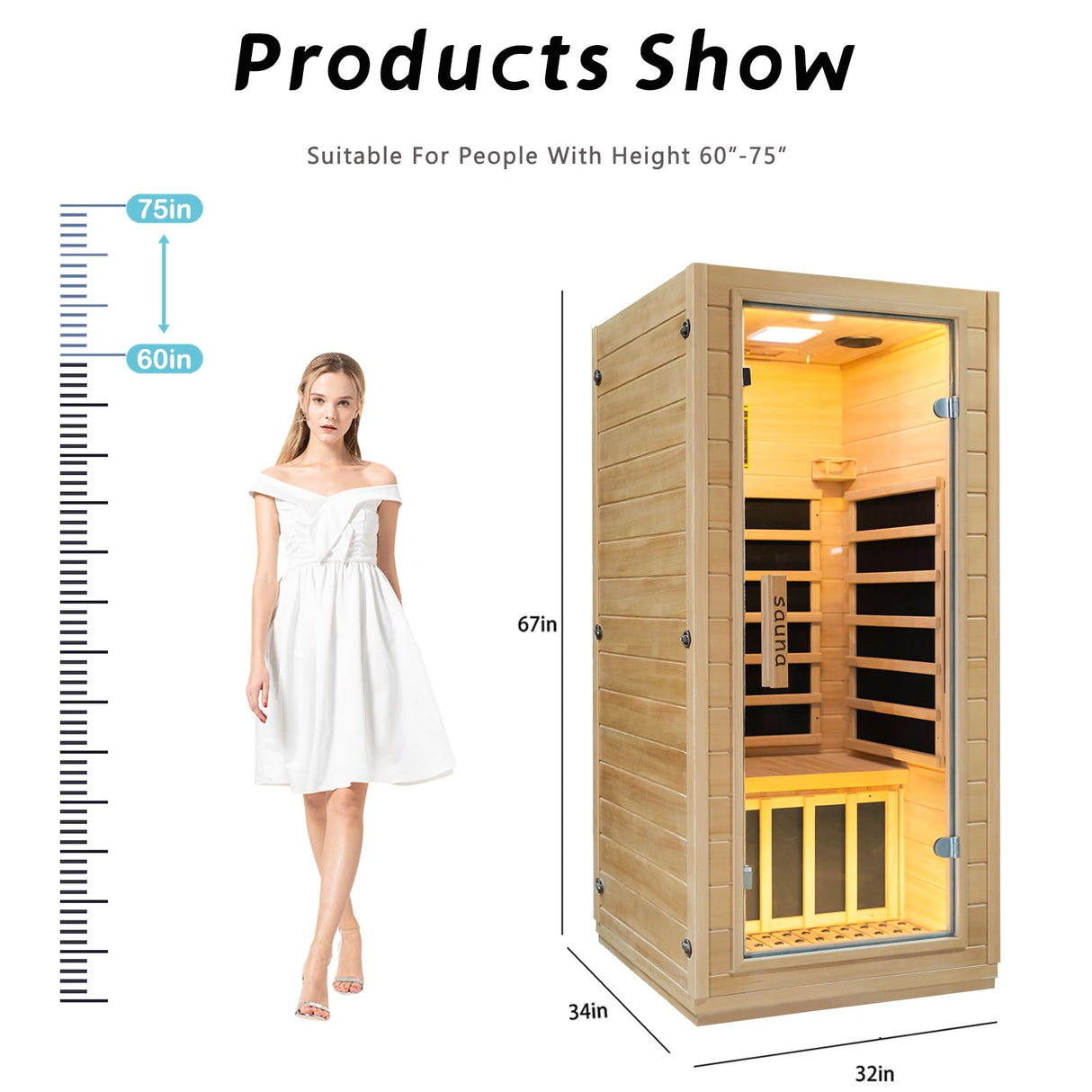 Indoor Far Infrared Sauna Room , Low EMF 5 Heating Panels 1400W Infrared Therapy for Personal Wooden Dry Sauna with Bluetooth Speakers LED Lamp 1 Person Home Spa for Christmas Valentine's Day Gift. Zugoni