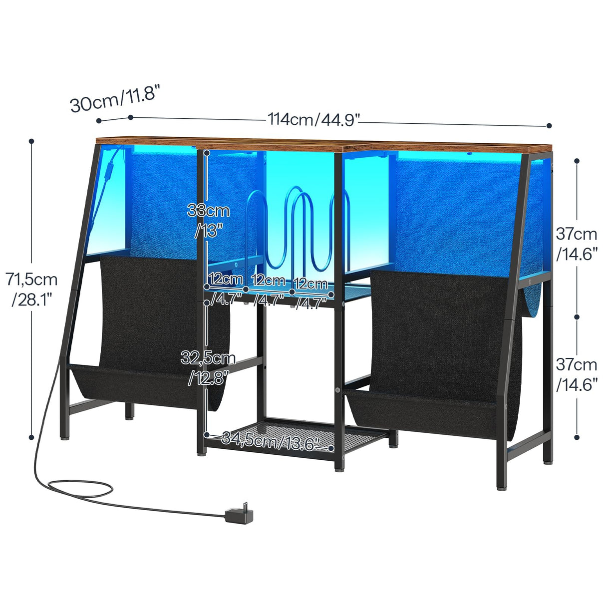 HOOBRO 4-Tier AV Media Stand with LED Light, Media Shelf Cabinet, Wooden Stereo Cabinet for Record Player, Entertainment Center, Game Console, Vinyl Record Storage, Rustic Brown BF114DCJ01 HOOBRO