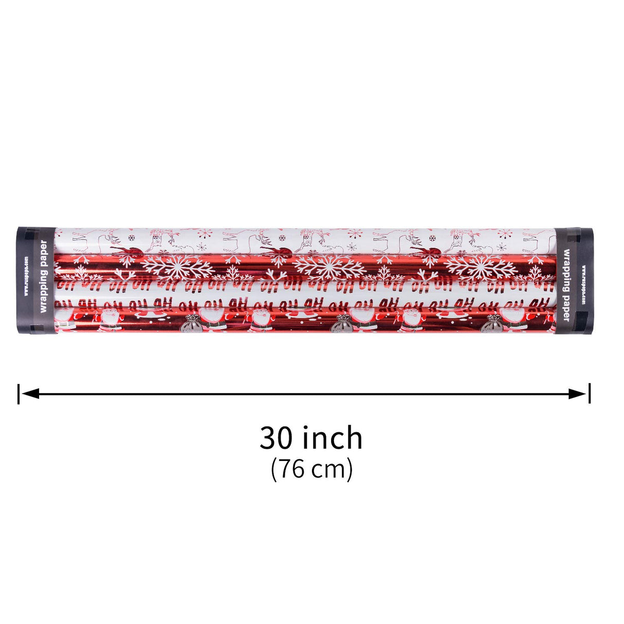 RUSPEPA Christmas Wrapping paper-Red and White Paper with a metallic foil shine-Christmas Elements Collection-4 Roll-30Inch X 10Feet Per Roll RUSPEPA