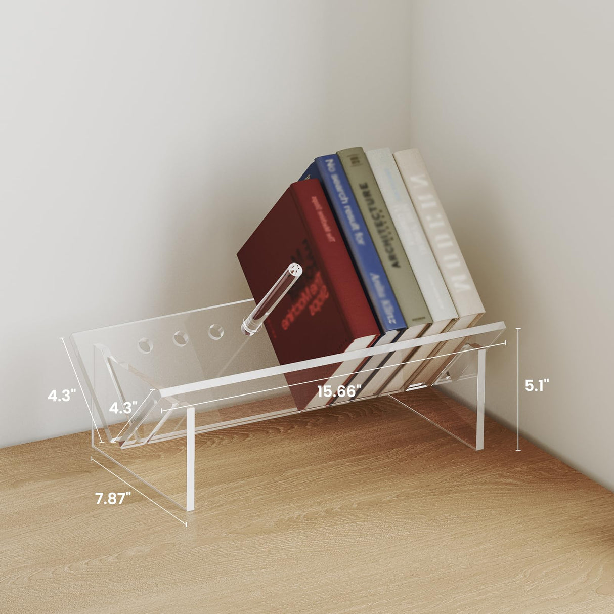 Sumerflos Acrylic Desktop Bookcase, Book Storage Organizer Bookshelves, Clear Mordern Tabletop Storage Rack for Office Home Shelf Display for Cd/Magazine/Book - Clear Sumerflos