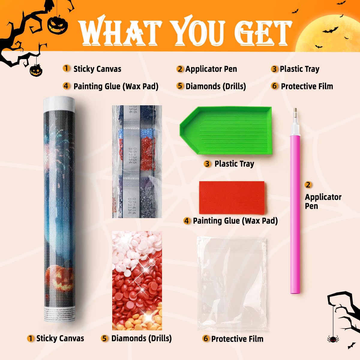 Asddage Diamond Painting Kits for Adults - Ghost, Jack-o'-Lantern DIY 5D Diamond Art Kits Full Drill Diamond Dots Paintings with Diamonds Gem Art and Crafts Home Wall Decor 12x16inch Asddage