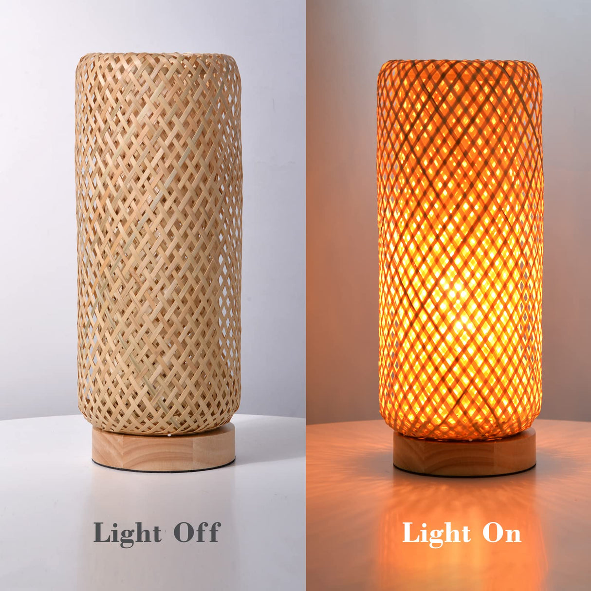 Arturesthome Bamboo Table Lamps with Shade, Rustic Farmhouse Boho Coastal Desk Lamp Night Light for Decorative Bedroom, Study Room, Cafe, Bookcase Arturesthome