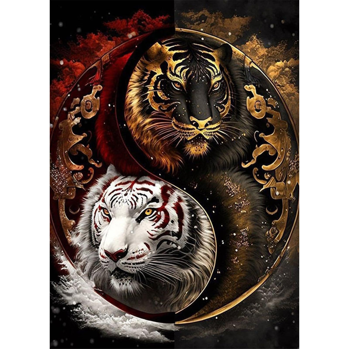 SENQAO Tiger Diamond Art Kits for Adults - Tiger Full Drill Diamond Dots Paintings for Beginners, Round 5D Paint with Diamonds Pictures Gem Art Painting Kits DIY Adult Crafts 12x16inch SENQAO