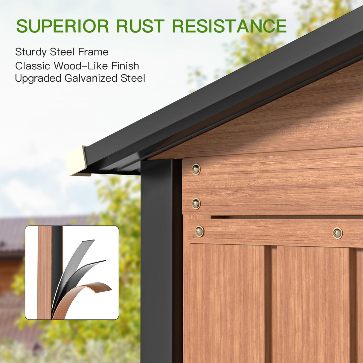 Florise Outdoor Storage Shed, 5x3 Ft Metal Steel Tiny House with Frame Floor & Lockable Door, Vertical Outside Storage Building for Garden, Backyard, Lawn, Patio Utility, Tool Storage Florise