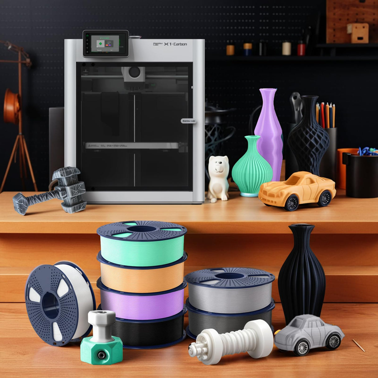 PETG Filament 1.75mm - 2kg(4.4lbs) Elite 3D Printer Filament, 1.75mm Dimensional Accuracy +/- 0.02mm, Black + Transparent Bundle YOOPAI