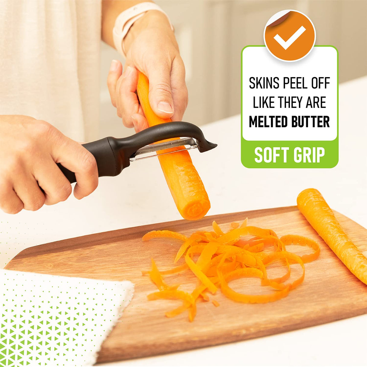 Spring Chef Premium Swivel Vegetable Peeler, Soft Grip Handle and Ultra Sharp Stainless Steel Blades - Perfect Kitchen Peeler For Veggie, Fruit, Potato, Carrot, Apple - Black Spring Chef